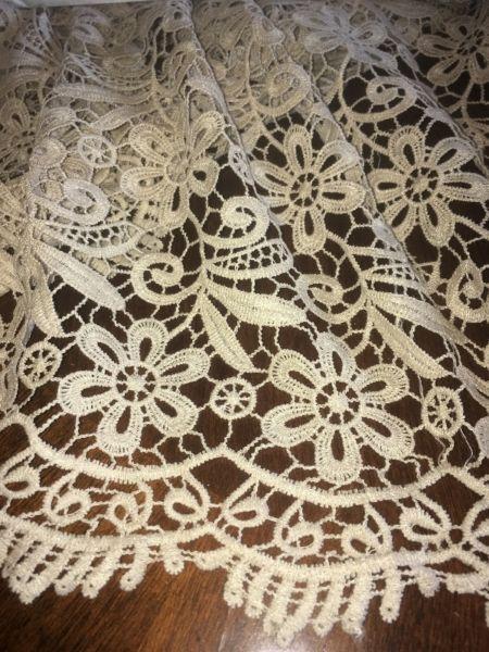Beautiful French Lace fabric with underlying fabric for a dress