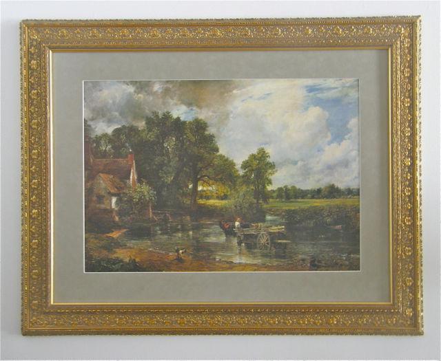 Gold frame, non-glare glass, suede matting and 
