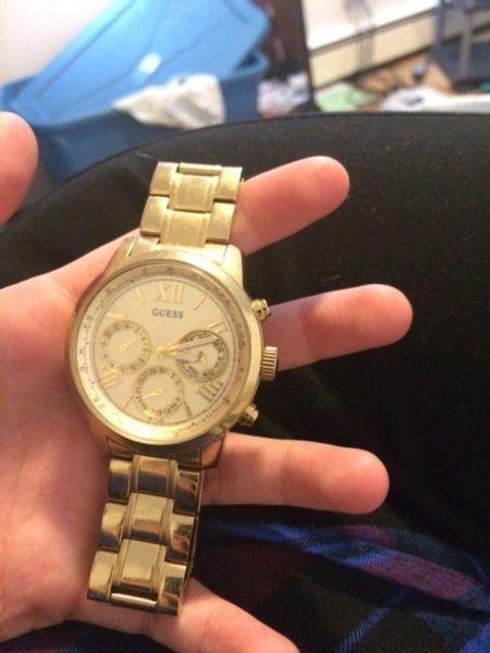Girls Guesss gold stainless steel watch