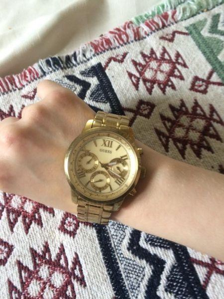 Girls Guesss gold stainless steel watch