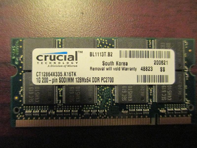 DDR333 PC2700 RAM Memory stick 1 GB