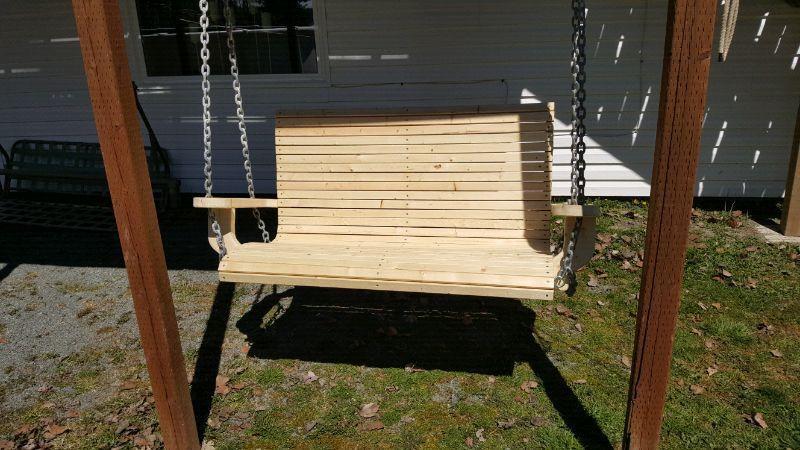Patio swings and benches