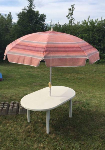 Patio table and umbrella
