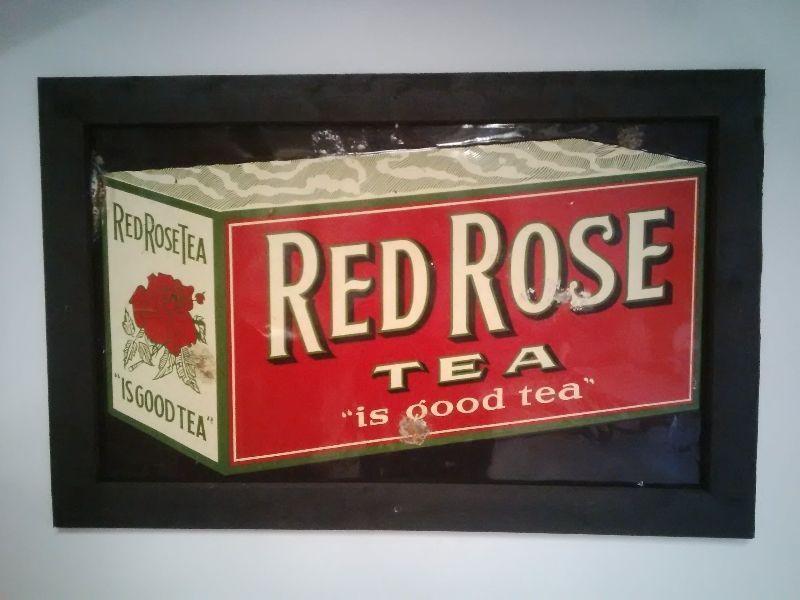 Vintage Red Rose Tea Sign