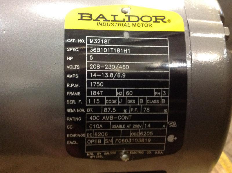 Baldor 5 hp 3 phase motor