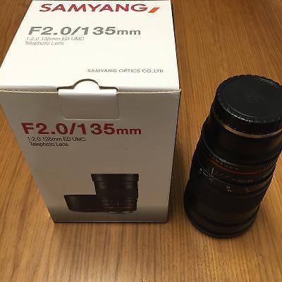 Like New Samyang 135mm F2 e-mount lens for Sony A7, A6300, A6000