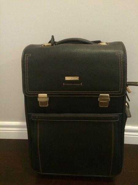 Brooks Brother Dark Brown Pebble Grain Leather Carry On Trolley