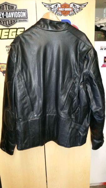 Leather bike coat double liner