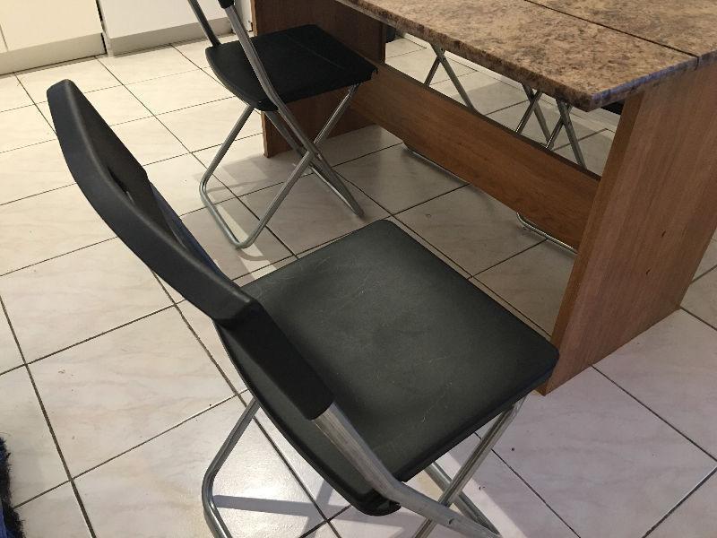 DINING TABLE + 4 CHAIRS - FOLDABLE