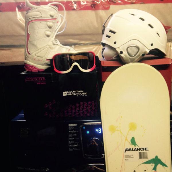 Girls snowboard and gear. Never used