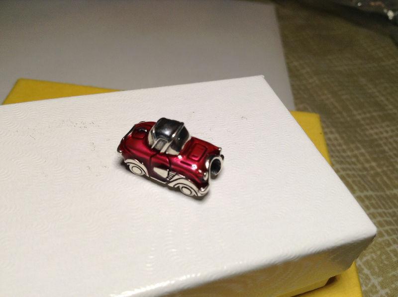 Genuine 925 sterling silver red car charm