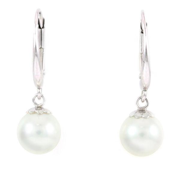 14k White Gold japanese cultured pearl earring(Weight:2.2g)#2982