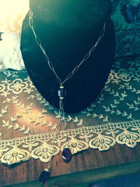 Stunning Sterling Silver and Ruby Necklace