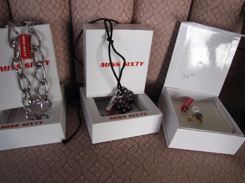 Miss Sixty-3 items-15.00$ each-ring and 2 necklaces-Brand new