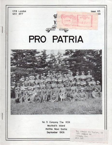 ROYAL CANADIAN REGIMENT: PRO PATRIA Aug 1988 Reg. Journal Iss 65