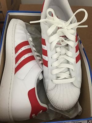 DS ADIDAS SUPERSTAR II; WHITE/RED; Size 10.5