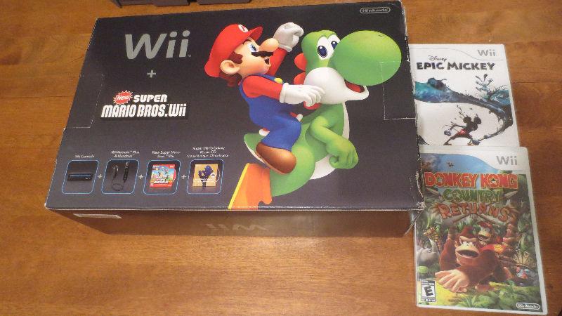 New Mario Bros.Wii Black Console In box w/ Games