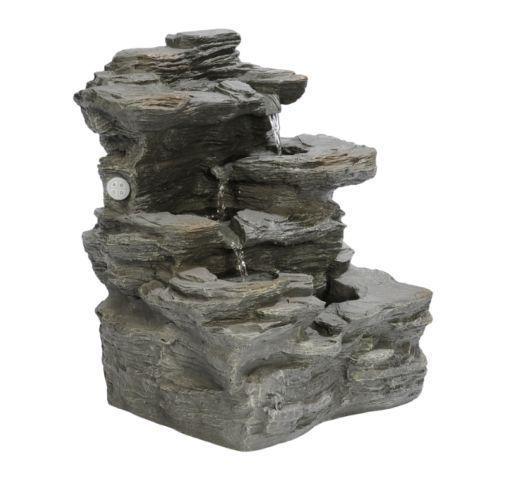 BERNINI RECHARGEABLE CASCADING ROCK FOUNTAIN WITH BT SPEAKER-mnx
