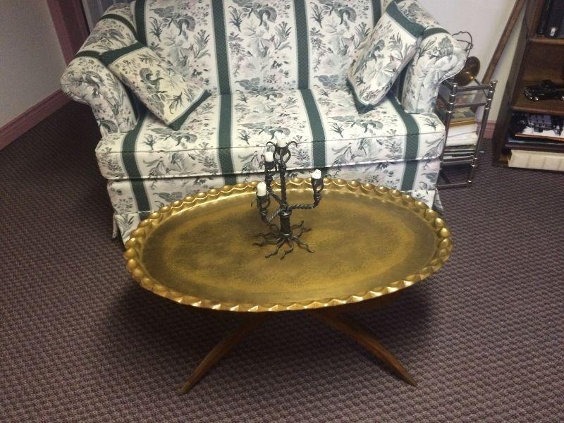 Antique Coffee Table.. Brass Top