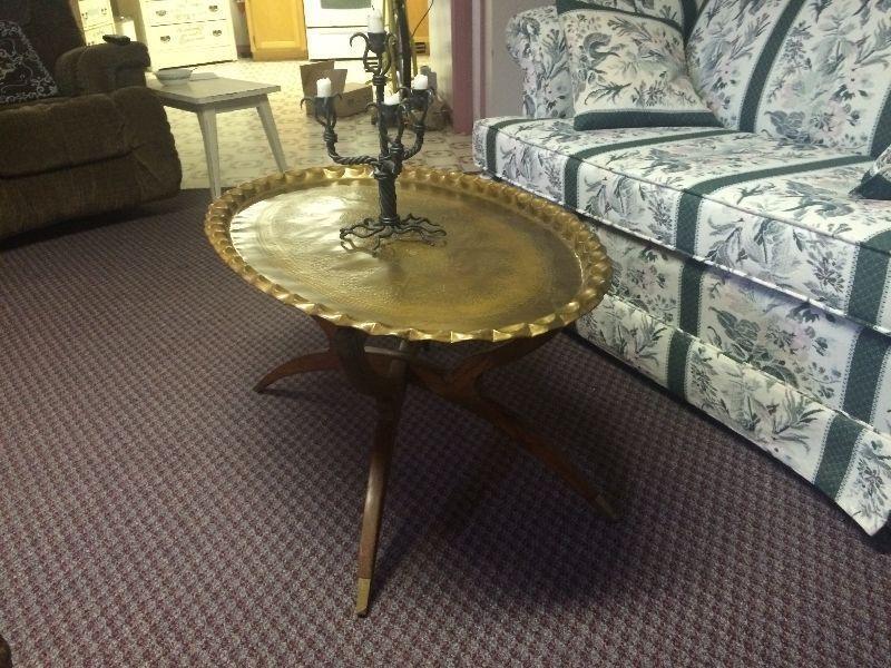 Antique Coffee Table.. Brass Top