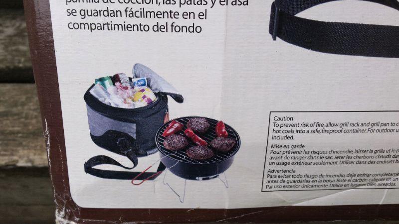 Portable Cooler and Charcoal Grill - New