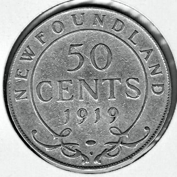 Newfoundland Sterling Silver 1919 Half Dollar