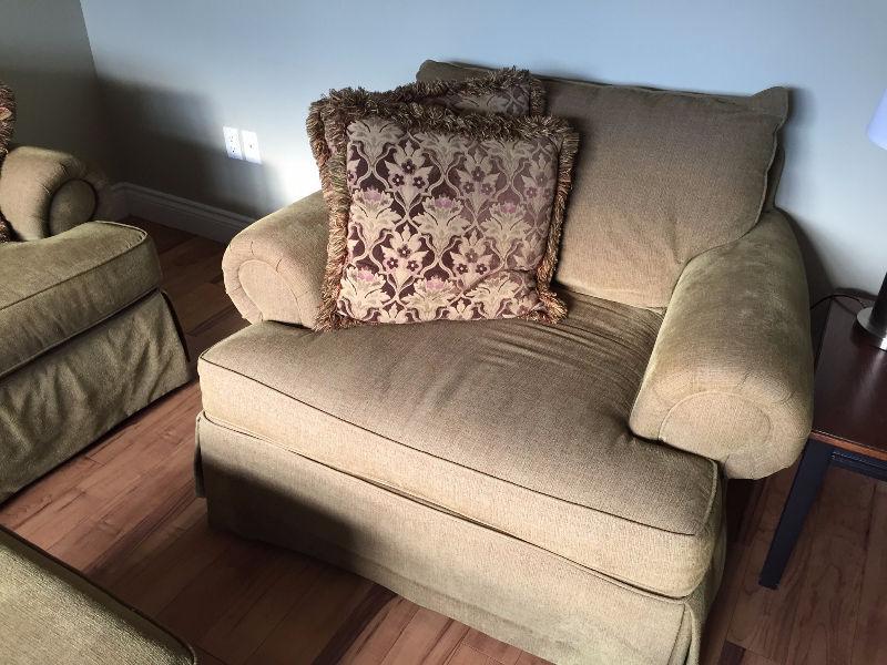 Broyhill full size couch, large chair, and ottoman