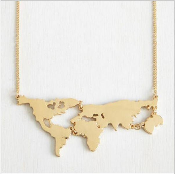 World map pendant necklace