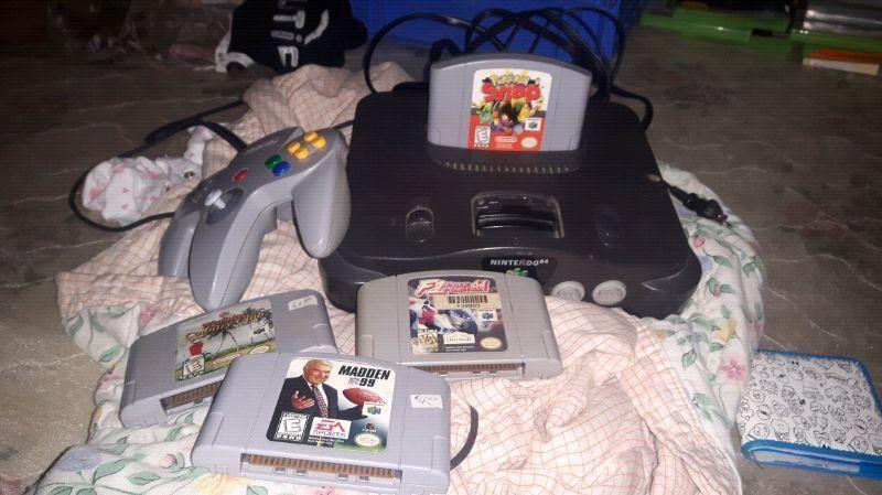 Nintendo 64 1 good controller 4 games. All hookups