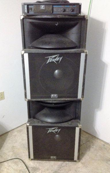 Yorkville AP800 Amp and Two Peavey SP2 cabinets