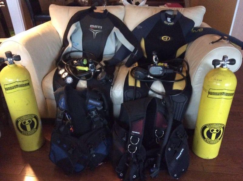 Complete dive gear. His & hers