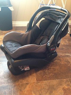 Britax car seat with base, bjorn carrier and car seat cover
