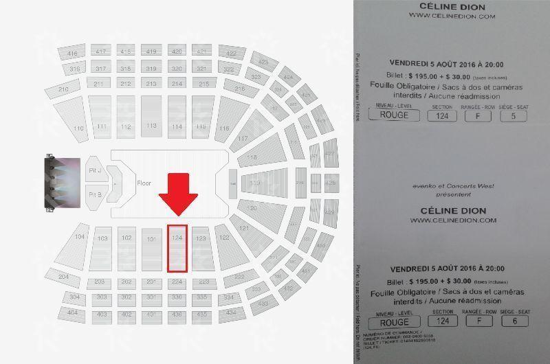 Céline Dion Centre Bell - 2 billets 350$ - Vendredi 5 août