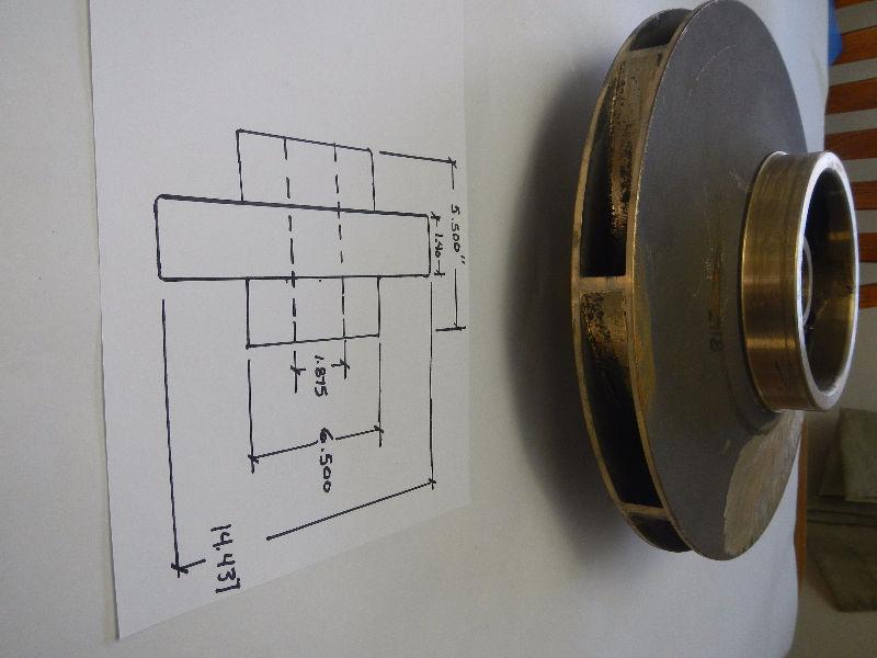 Bronze Pump Impeller 14,437 dia Flygt, Aurora or Grundfos