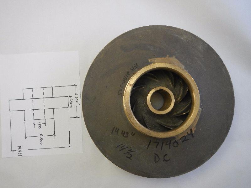 Bronze Pump Impeller 14,437 dia Flygt, Aurora or Grundfos