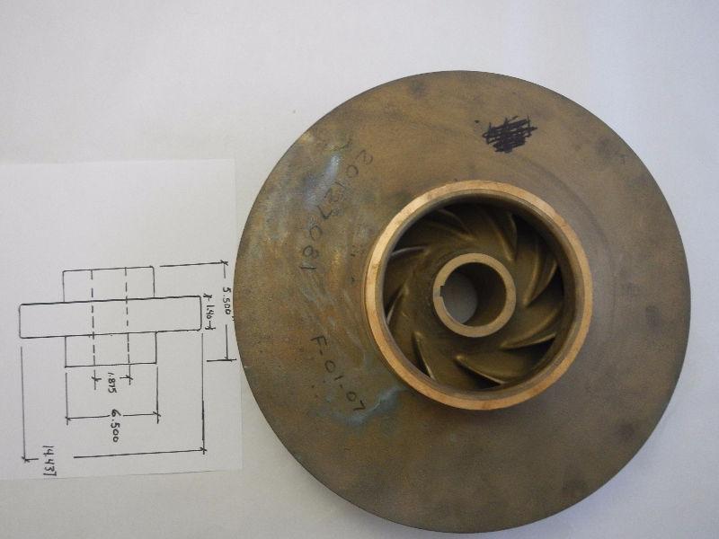 Bronze Pump impeller for Flygt, Aurora or Grundfos