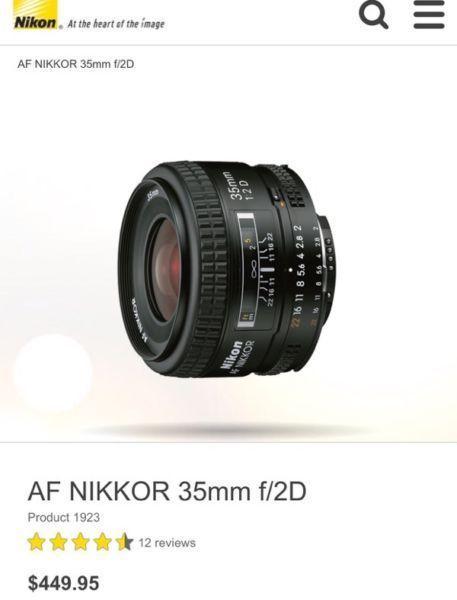 Nikon AF 35mm f/2D Prime Lens