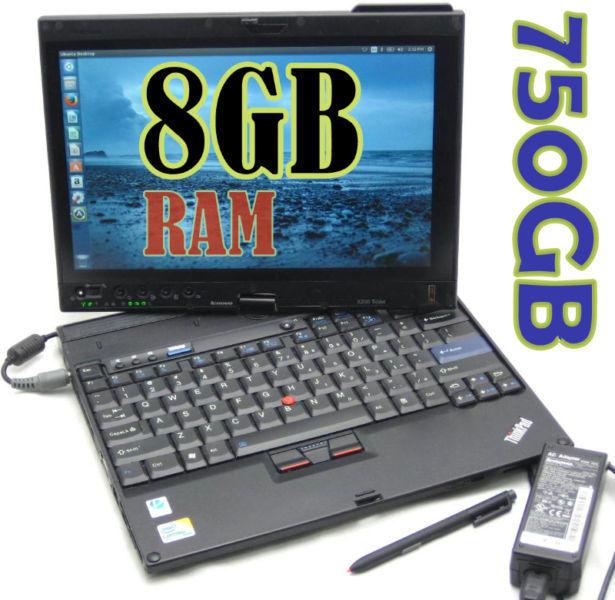 ThinkPad X200 TABLET Core-i7 2.0GHz (Huge 750GB & 8GB) 12.1