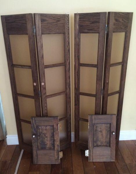 Oak wood wooden doors folding swinging closet glass windows