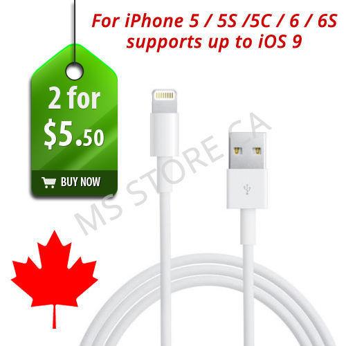 2 x 3FT USB Cable Charger 8 Pin iOS9 iPhone 5 / 5S/ 5C / 6 / 6S