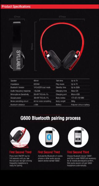 Syllable G600 Wireless Stereo Headphone Bluetooth 4.0 HIFI 3.5mm