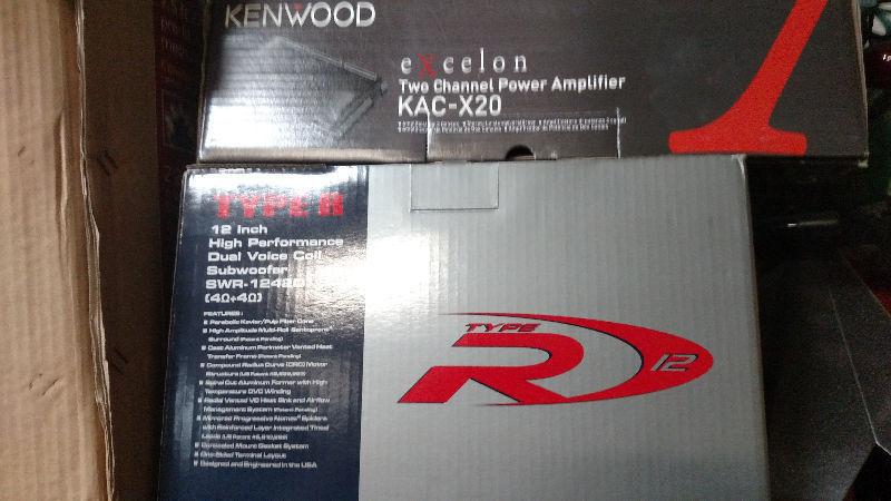 car audio-two channel power amp kenwood and typer subwoofer