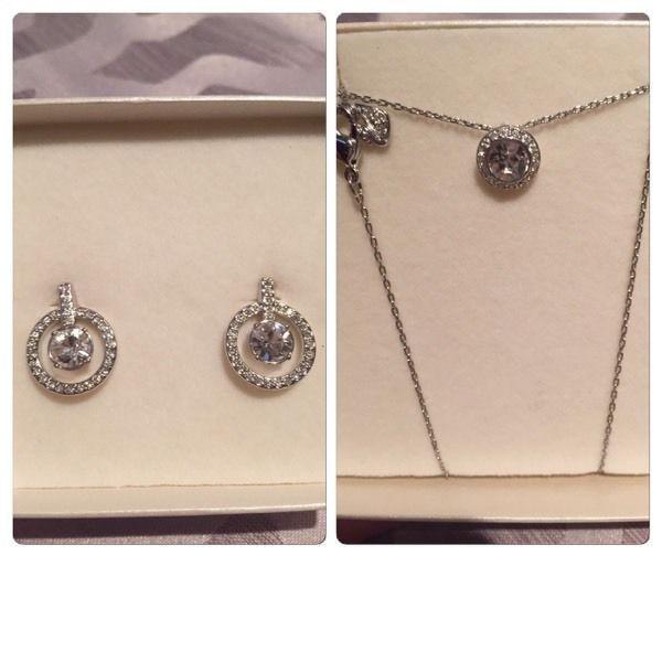 Swarovski necklace and earrings