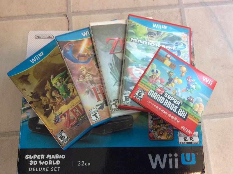 Wii U Super Mario 3D World Deluxe Set 32GB + 6 games