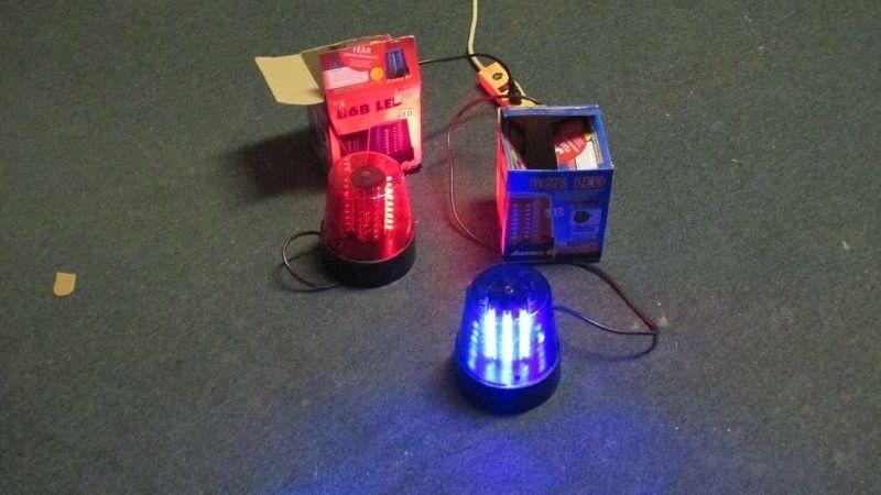 Pair of Red / Blue LED Cop Lights For Sale