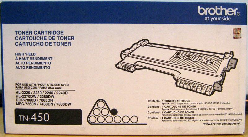 Brother TN-450 Black Toner Cartridge, High Yield