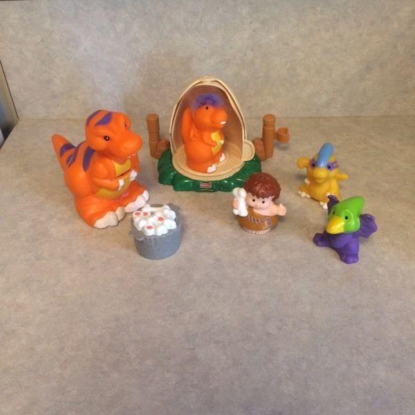 FISHER PRICE CAVEMAN DINO MOMMA & BABY T-REX, EGG 2 EXTRAS