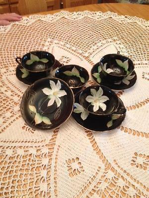 BEAUTIFUL BLACK & WHITE CUPS AND SAUCERS