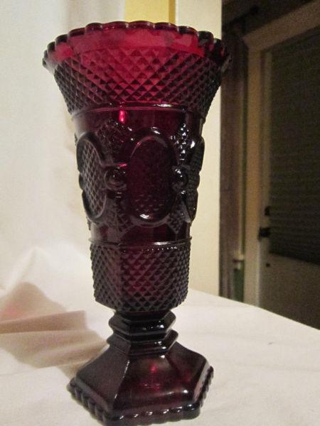 Cape Cod - AVON - Glass Vase - Beautiful Deep Red Color