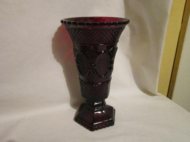 Cape Cod - AVON - Glass Vase - Beautiful Deep Red Color